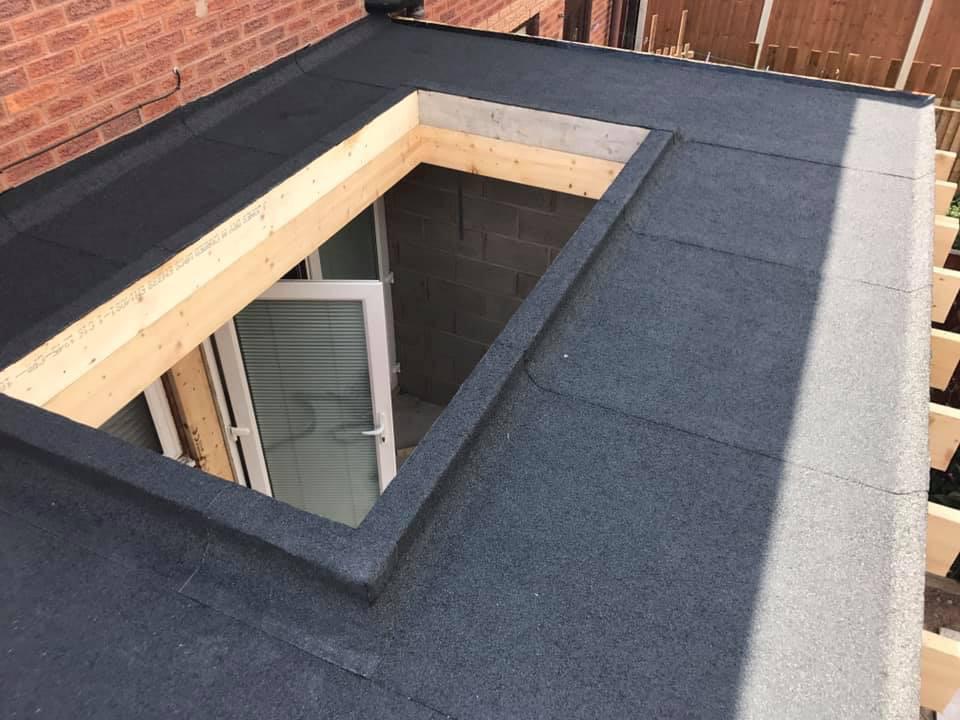Velux window installation on a falt roof