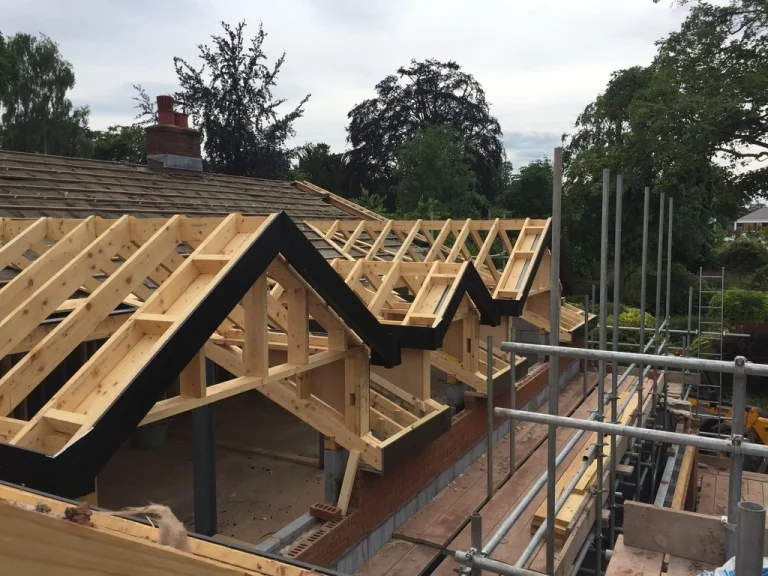New timber roof structure on a house