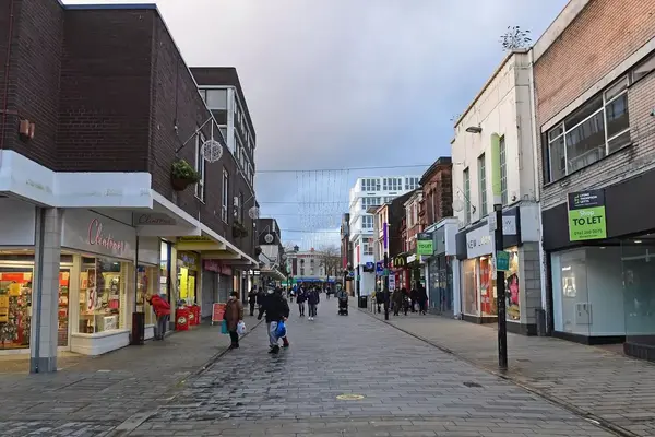 Shopping street in St Helens town centre