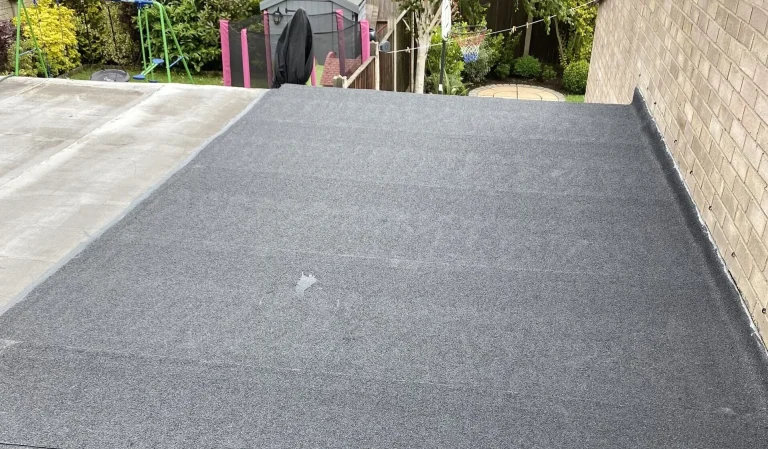 New mineral felt flat roof on a garage