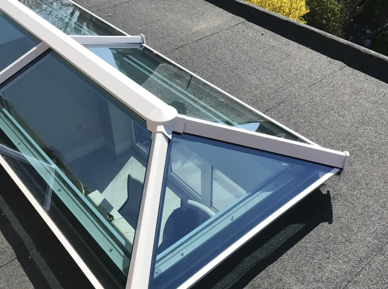Glazed roof lantern installed on a flat roof
